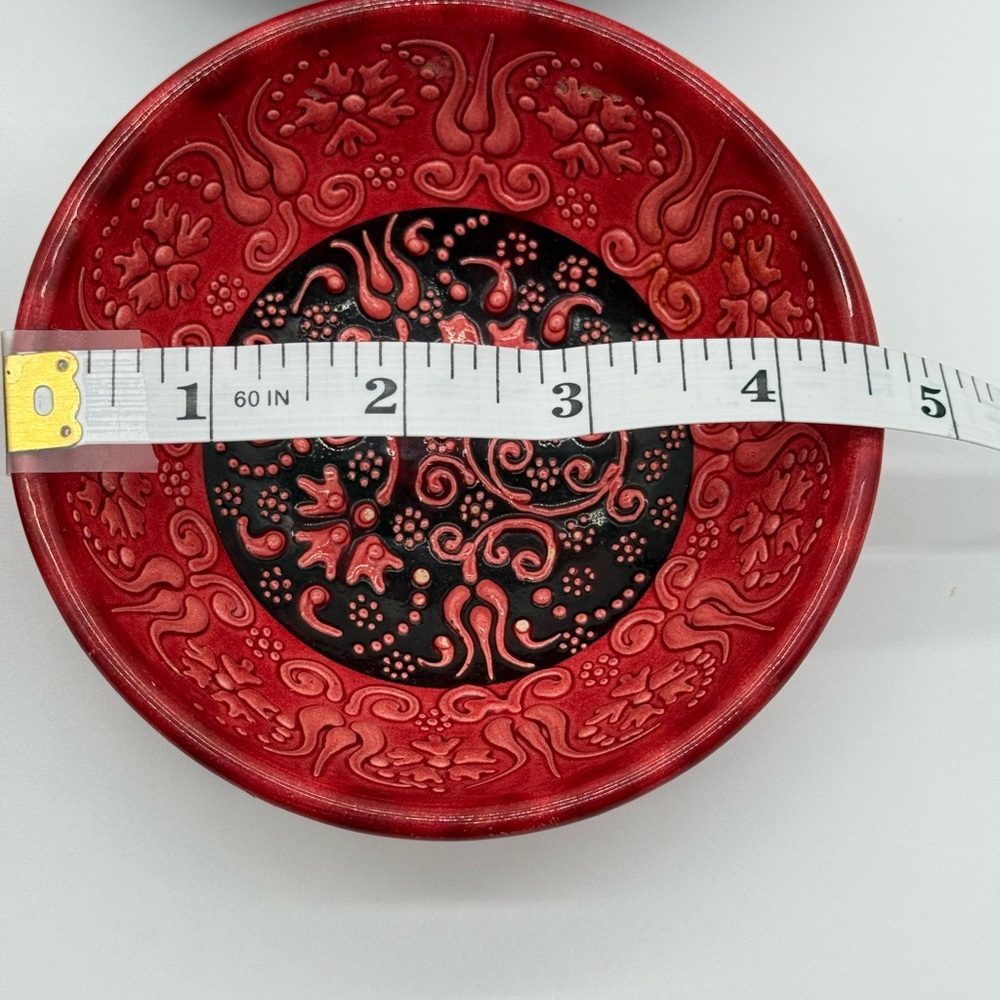 Boho Tapas Bowl Set 4 Handmade HG Art Pottery‎ Embossed Colorful 5in - Picture 10 of 11
